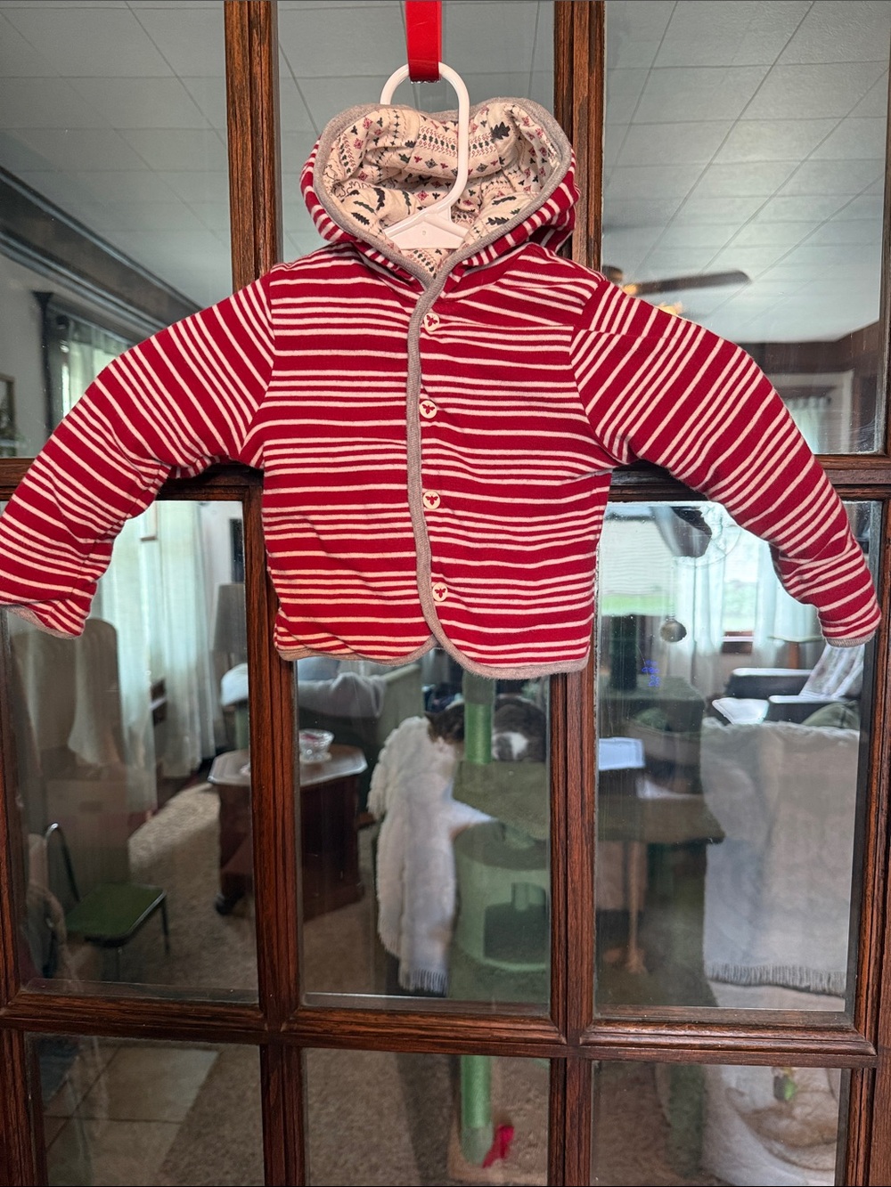 Kids' Red Striped Hooded Puffer Jacket